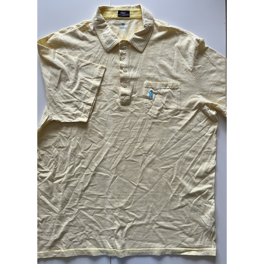 Johnnie-O West Coast Prep Pocket Polo Shirt - Yellow/White - XXL‎